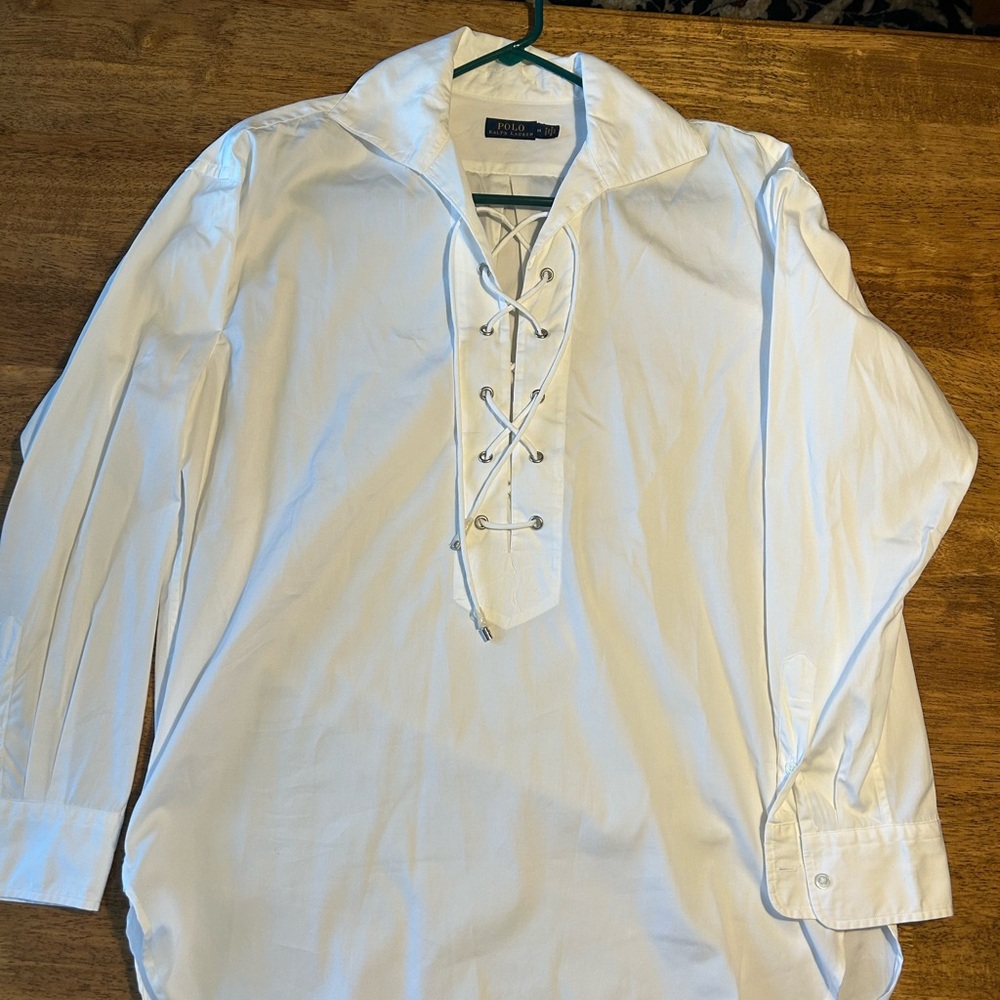 Polo white women’s lace up shirt